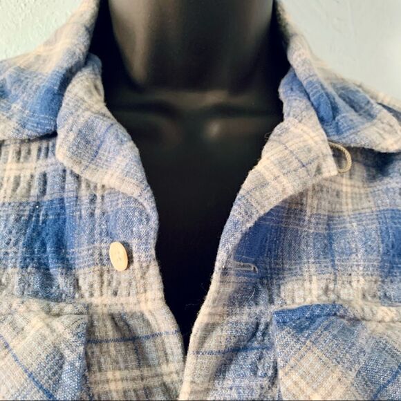 Pendleton Blue & Gray Wool Plaid Short Sleeve Board Shirt Size XS - Picture 3 of 10